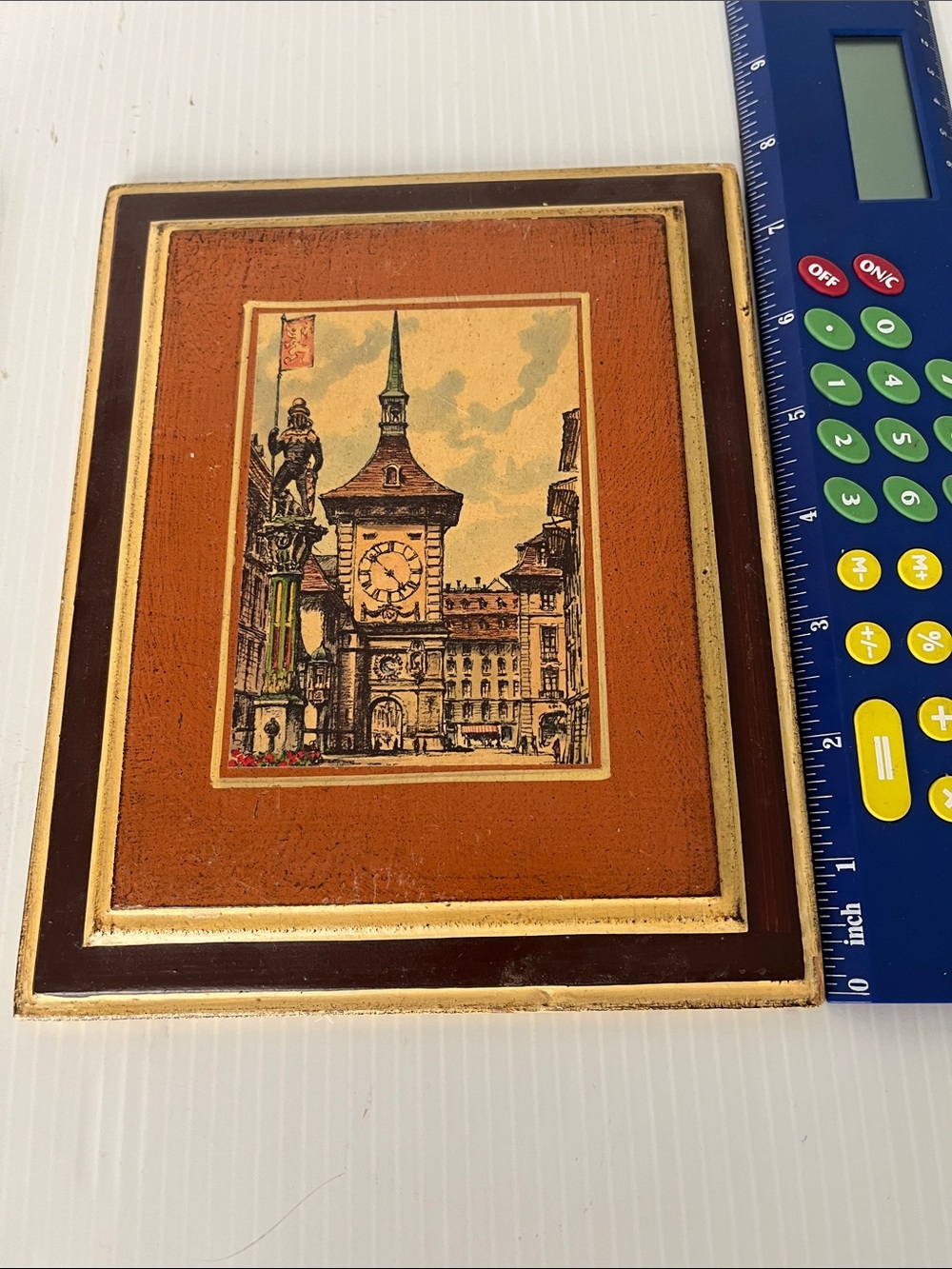 Vintage Small Wooden Frame of Clock Tower in Bern Switzerland - Picture 4 of 7